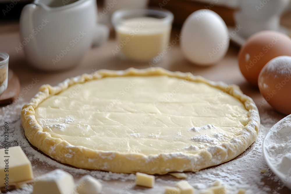 The Making of Galette des Rois with Ingredients on Display The Making of Galette des Rois with Ingredients on Display