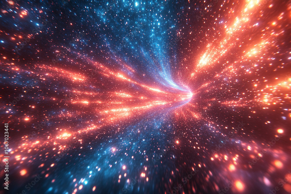 Fototapeta premium Vibrant Cosmic Scene with Swirling Lights