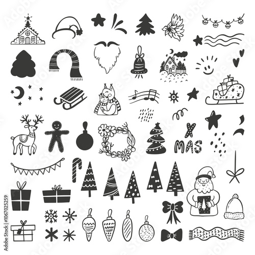 Big set of elements for Christmas.