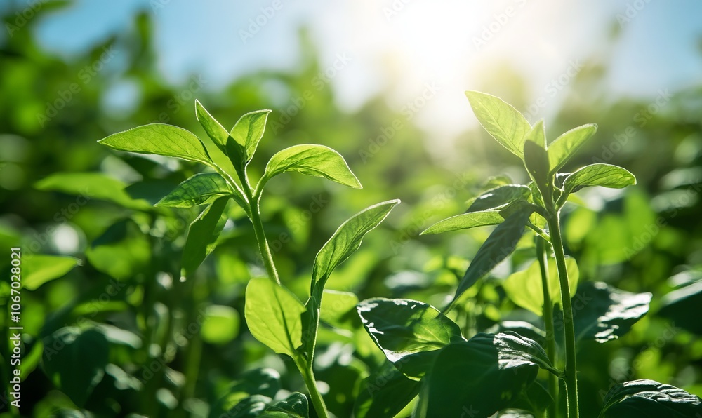 Crop plants in the field reaching for the sun Crop plants in the field reaching for the sun