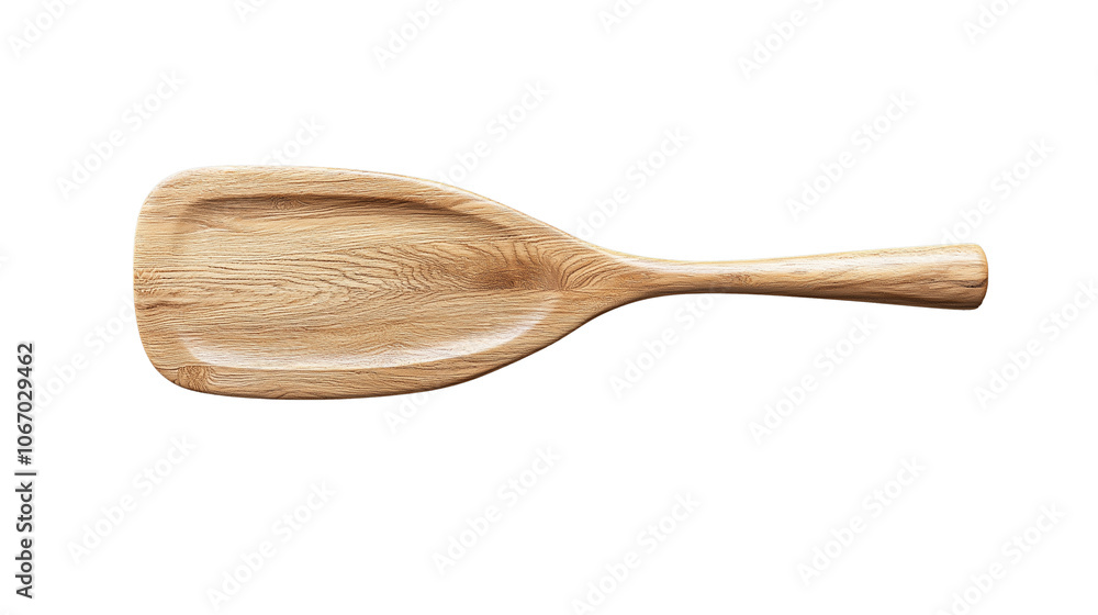 Wooden scoop with curved handle and smooth finish on transparent background Wooden scoop with curved handle and smooth finish on transparent background