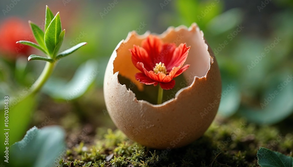 Fototapeta premium New Life Emerging: Creatures Nestled Inside Delicate Eggshells, Ready to Hatch