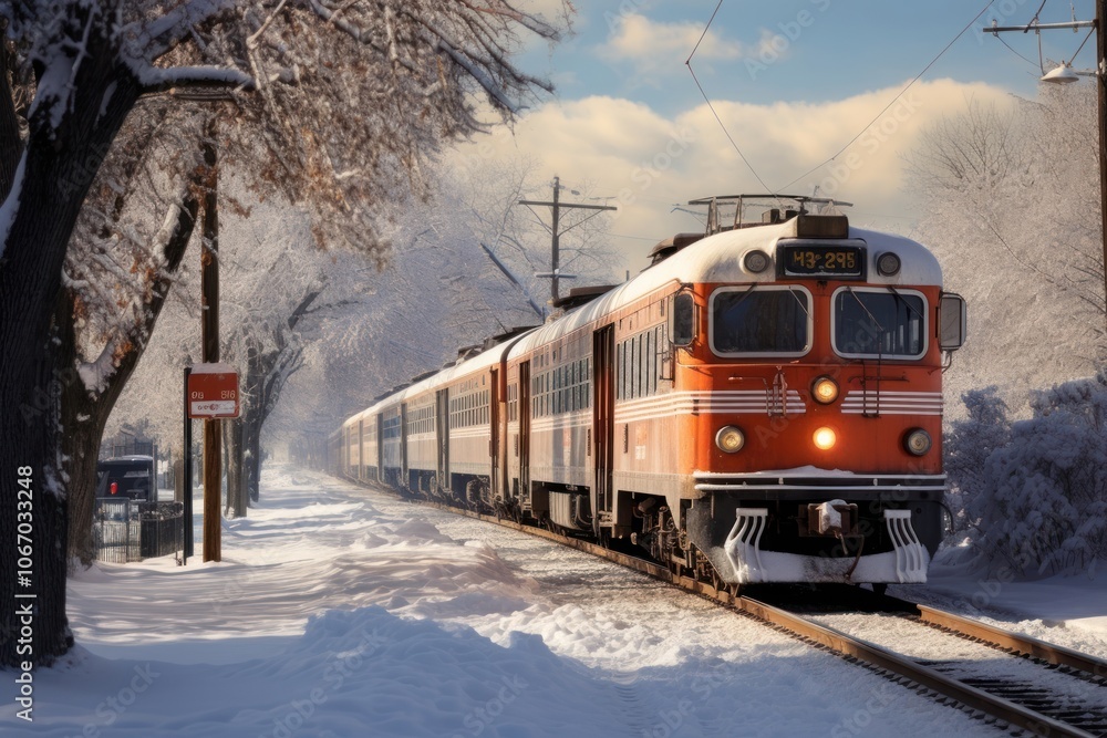 Train snow outdoors vehicle. Train snow outdoors vehicle.