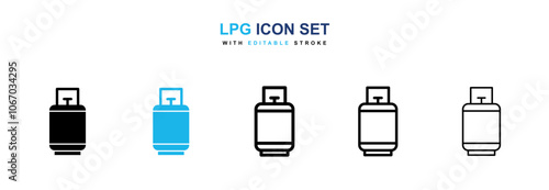 LPG icon set in black and blue color