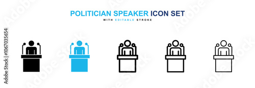 Politician speaker icon set in black and blue color