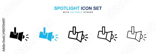 Spotlight icon set in black and blue color