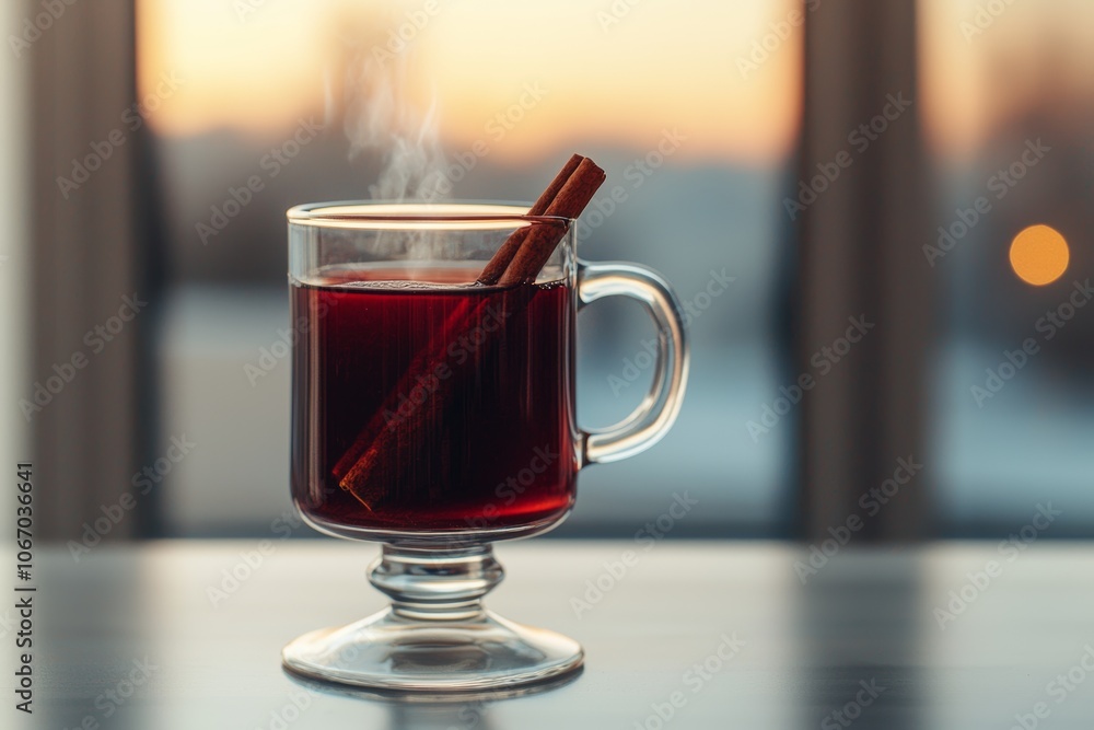 Warm Spiced Beverage in a Glass Cup Warm Spiced Beverage in a Glass Cup