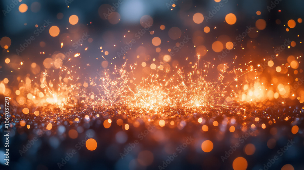 Obraz premium Multiple sparklers creating a mesmerizing light display, with subtle bokeh effects to enhance the New Year celebration mood,