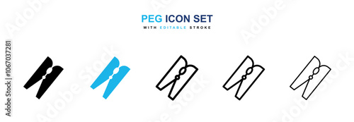 Peg icon set in black and blue color