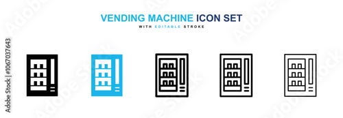 Vending machine icon set in black and blue color