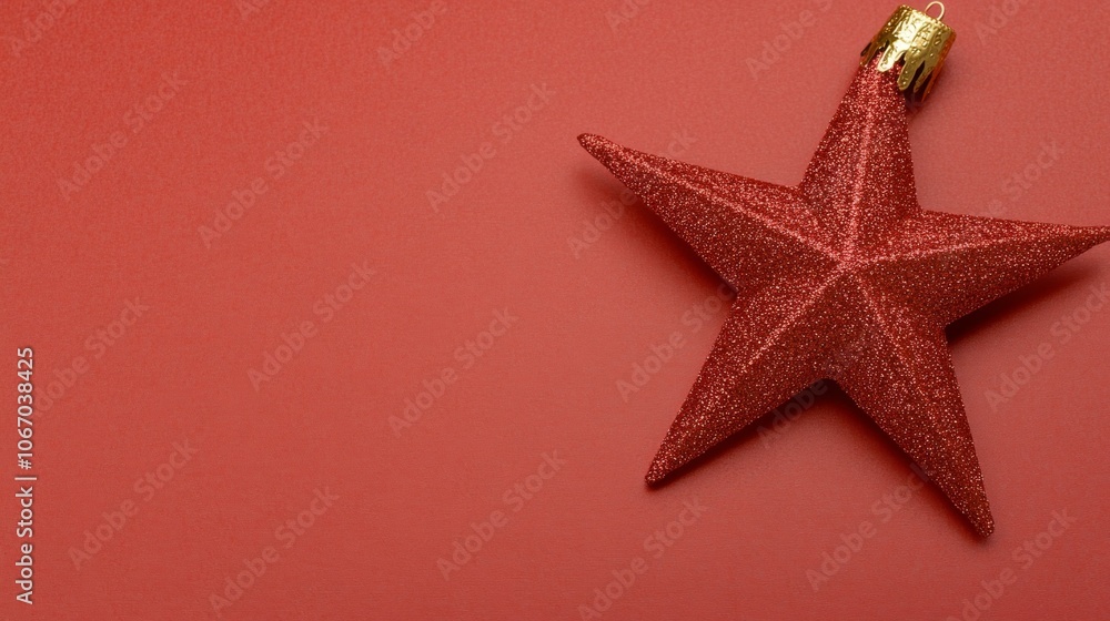 Red star ornament on red background, perfect for festive decor. Red star ornament on red background, perfect for festive decor.