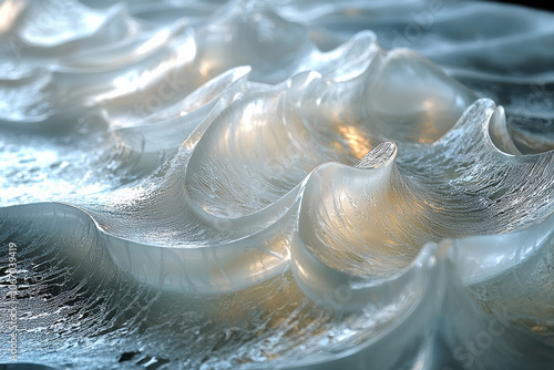 A close-up of delicate frost patterns on a simple glass surface, creating a minimalist and icy aesthetic, photo