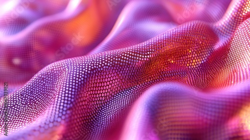 Abstract pink and orange wavy mesh background.