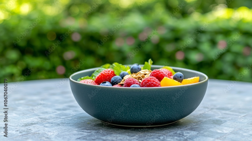 Fresh Fruit Bowl with Granola and Mint Fresh Fruit Bowl with Granola and Mint