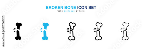 Broken bone icon set in black and blue color