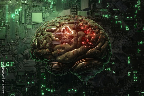 Fototapeta A neural interface directly from the brain to the computer.