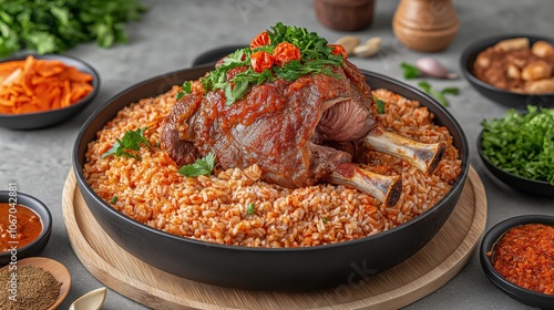 Savory Lamb on Bed of Flavored Rice