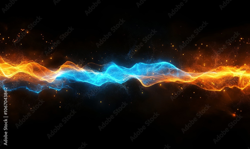 Dynamic energy flow with blue and orange electric currents Dynamic energy flow with blue and orange electric currents