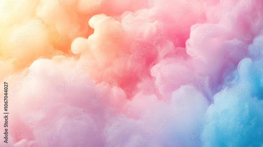 A vibrant and dreamy scene with soft, pastel-colored clouds against a gradient sky. A vibrant and dreamy scene with soft, pastel-colored clouds against a gradient sky.