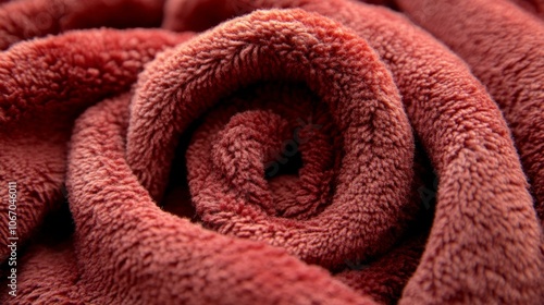 Soft pink towel, close-up, cozy texture, perfect for bathroom decor.