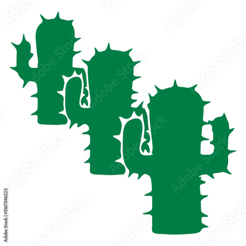 Three Cacti 3 Cactus Desert Cool Green Silhouette Plant Gardening Gardener Garden Green Thumb Hobby Nature Lover Floral Botany Growth Organic Life Botanical T-Shirt Sticker Print Illustration