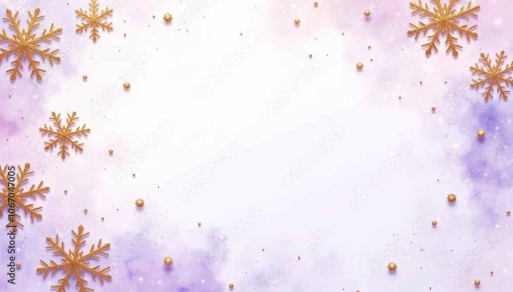 Watercolor illustration violet background with golden snowflakes . Ideal for seasonal greeting cards, holiday backgrounds and festive designs. Watercolor illustration violet background with golden snowflakes . Ideal for seasonal greeting cards, holiday backgrounds and festive designs.