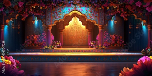 Ornate Indian Wedding Stage Decoration