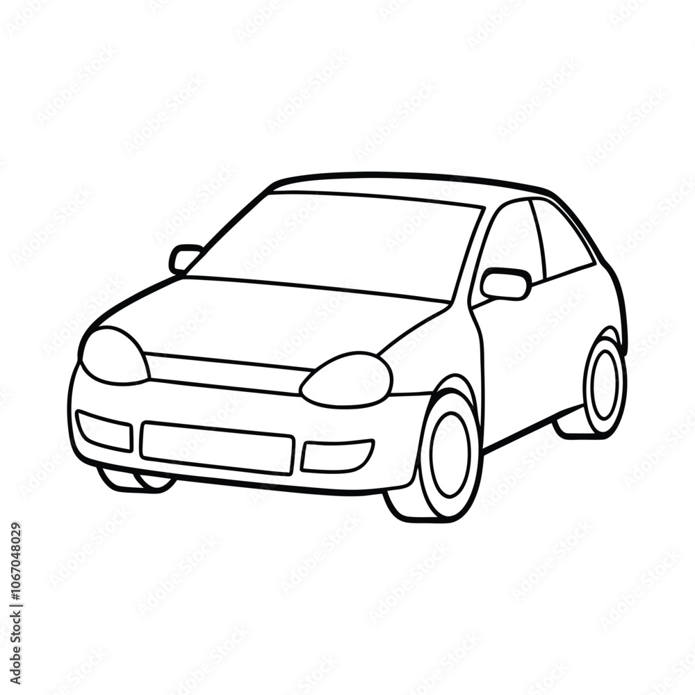 Naklejka premium Minimalist Car Isolated on White Vector Illustration Featuring Modern Sedan and Hatchback for Automotive Design Art