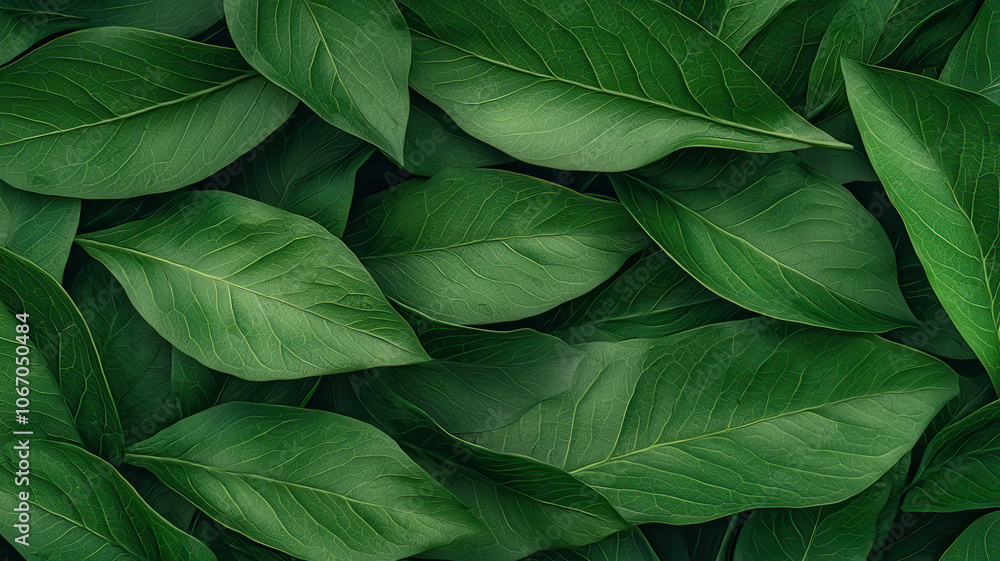 Obraz premium Vibrant green leaves create lush, natural background full of life