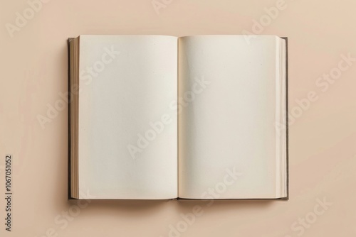 Open blank book on beige