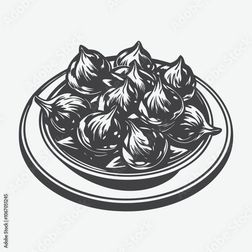 Pakoras Silhouette Vector Illustration Isolated On White Background Perfect for Food Art and Design Projects