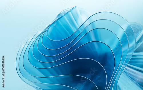 Fototapeta Naklejka Na Ścianę i Meble -  Blue abstract glass background, 3d rendering.