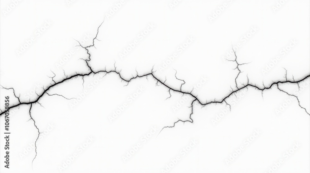 Crack Texture Lines Isolated on White Background Realistic Broken Surface Effect