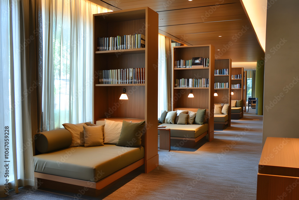 Cozy Reading Nooks with Comfortable Seating in Spacious Open Space Cozy Reading Nooks with Comfortable Seating in Spacious Open Space