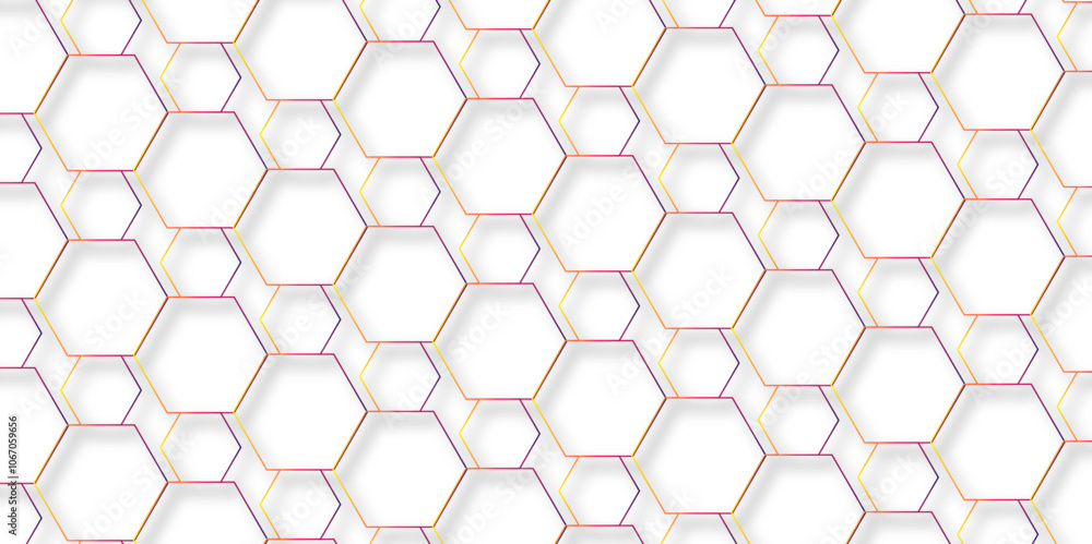 Naklejka premium Abstract background with hexagons. Geometric hexagon polygonal pattern background vector. Seamless geometric vector pattern, packing design. white hexagon 3D background. Surface polygon pattern.vector