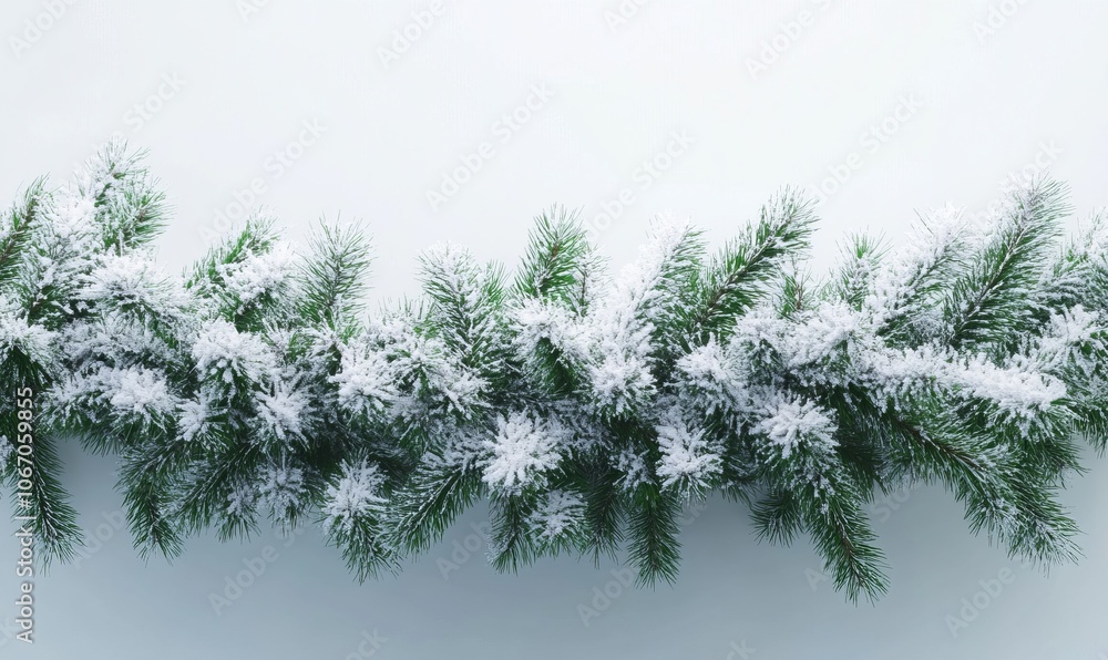 Glittering texture of a snow-dusted evergreen garland, with its soft needles and sparkling snow adding to the festive ambiance Glittering texture of a snow-dusted evergreen garland, with its soft needles and sparkling snow adding to the festive ambiance