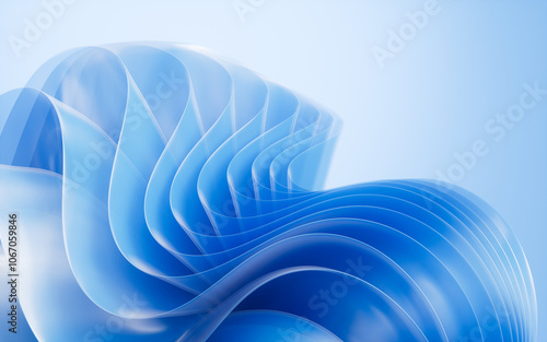 Blue abstract curvy background, desktop wallpaper, 3d rendering.