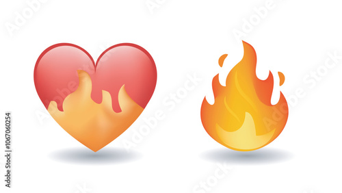 Heart on fire emoji and mending heart