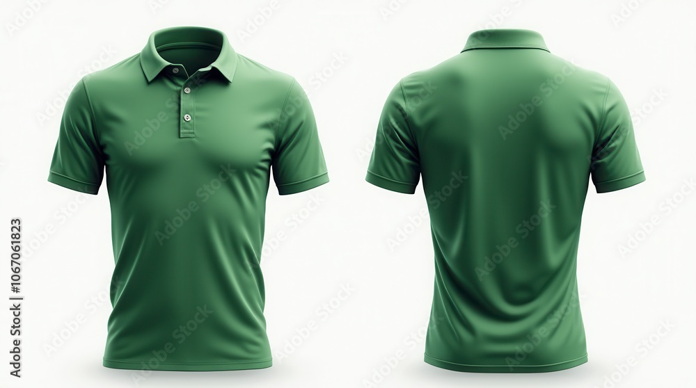 Front and Back green Polo Shirt Mockup on White Background Apparel Display Template Front and Back green Polo Shirt Mockup on White Background Apparel Display Template