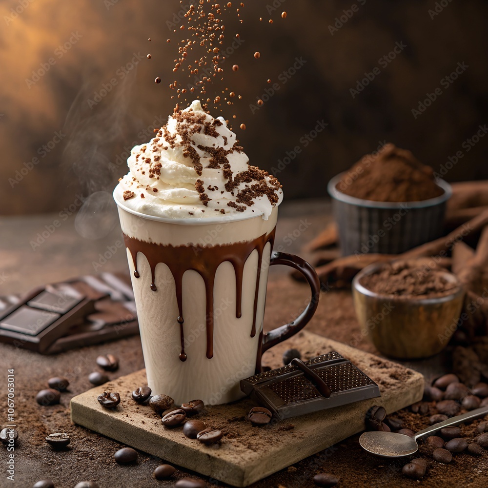 creative design of a cup with hot chocolate topped with whipped cream
creative design of a cup with hot chocolate topped with whipped cream
