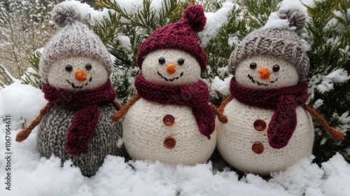 Wallpaper Mural Adorable Handmade Snowmen in Winter Snow Scene Torontodigital.ca