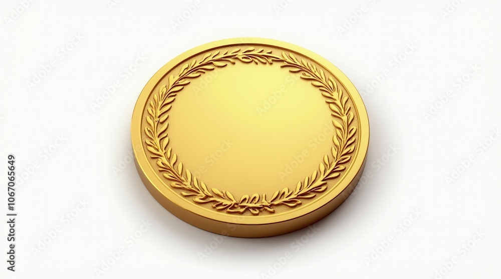 Gold Medal Isolated on White Background Award and Achievement Concept Gold Medal Isolated on White Background Award and Achievement Concept