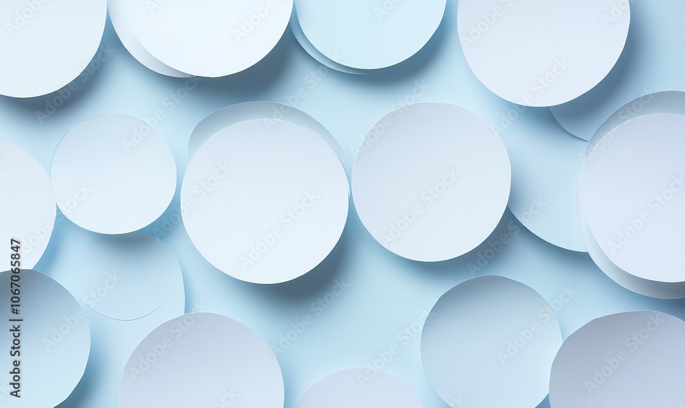 Halved paper circles arranged on a blank background Halved paper circles arranged on a blank background