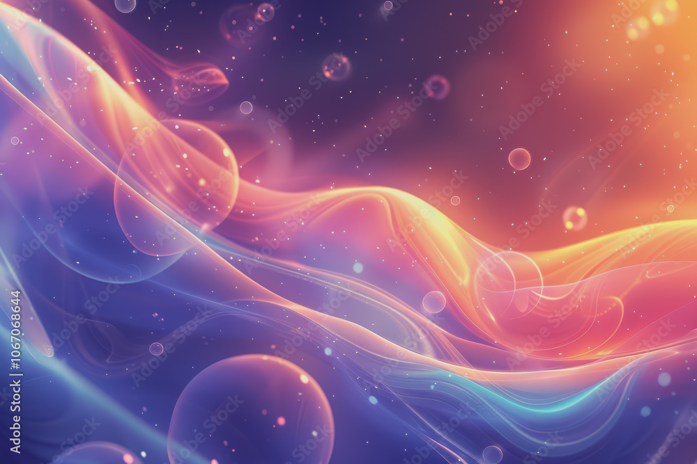 Obraz premium Abstract background of liquid soap bubble shapes on a fluid gradient with shadow and light effect.
