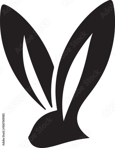 rabbit ear head logo silhouette vector art illustration.