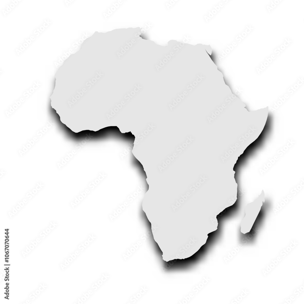 Silhouette map of Africa continent. Grey vector map with dropped shadow on light gray background. Silhouette map of Africa continent. Grey vector map with dropped shadow on light gray background.