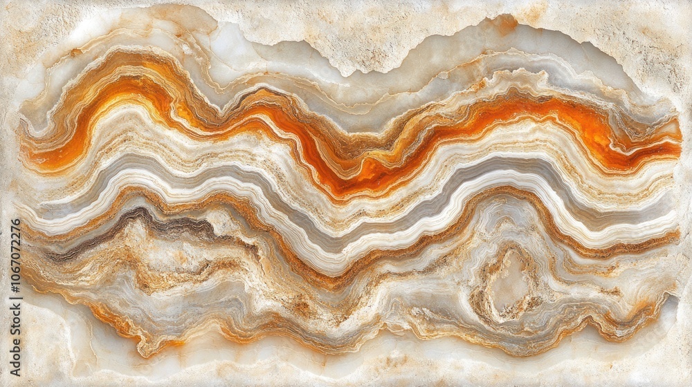 Abstract wavy pattern in orange and white natural stone. Abstract wavy pattern in orange and white natural stone.