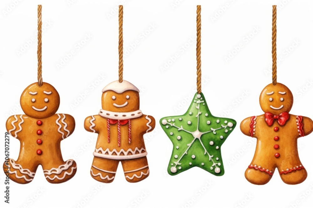 Fototapeta premium Bell christmas gingerbread cookie food.