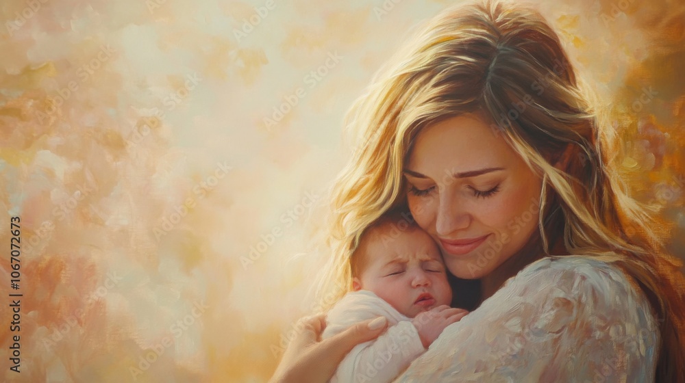 Tender Moment Between Mother and Baby in Soft Light Tender Moment Between Mother and Baby in Soft Light