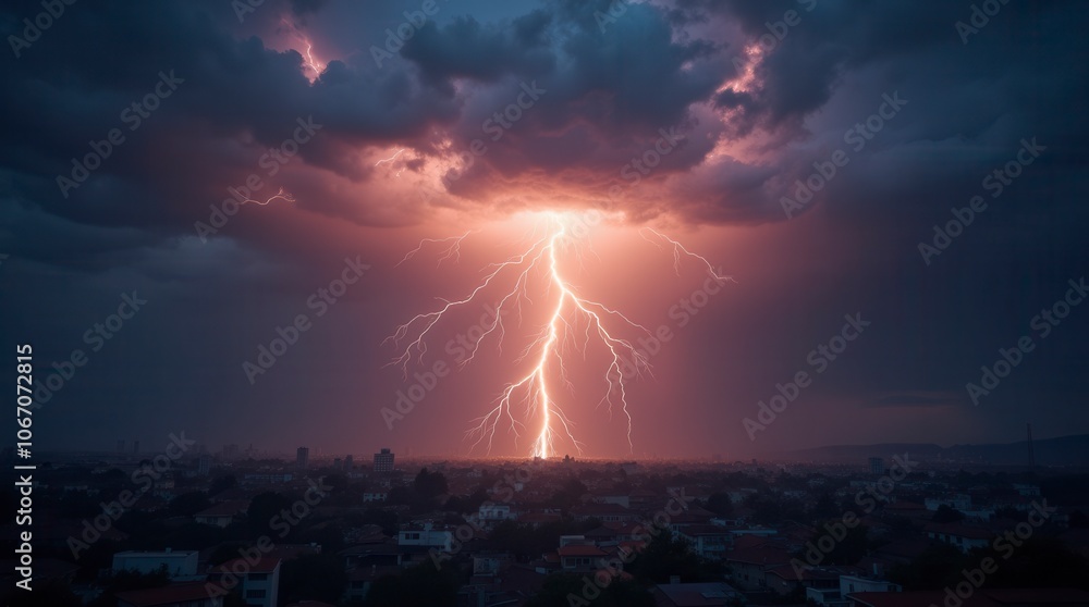 Fototapeta premium Lightning and Thunder Effect with Magic Electricity Bolt Dynamic Energy Visual